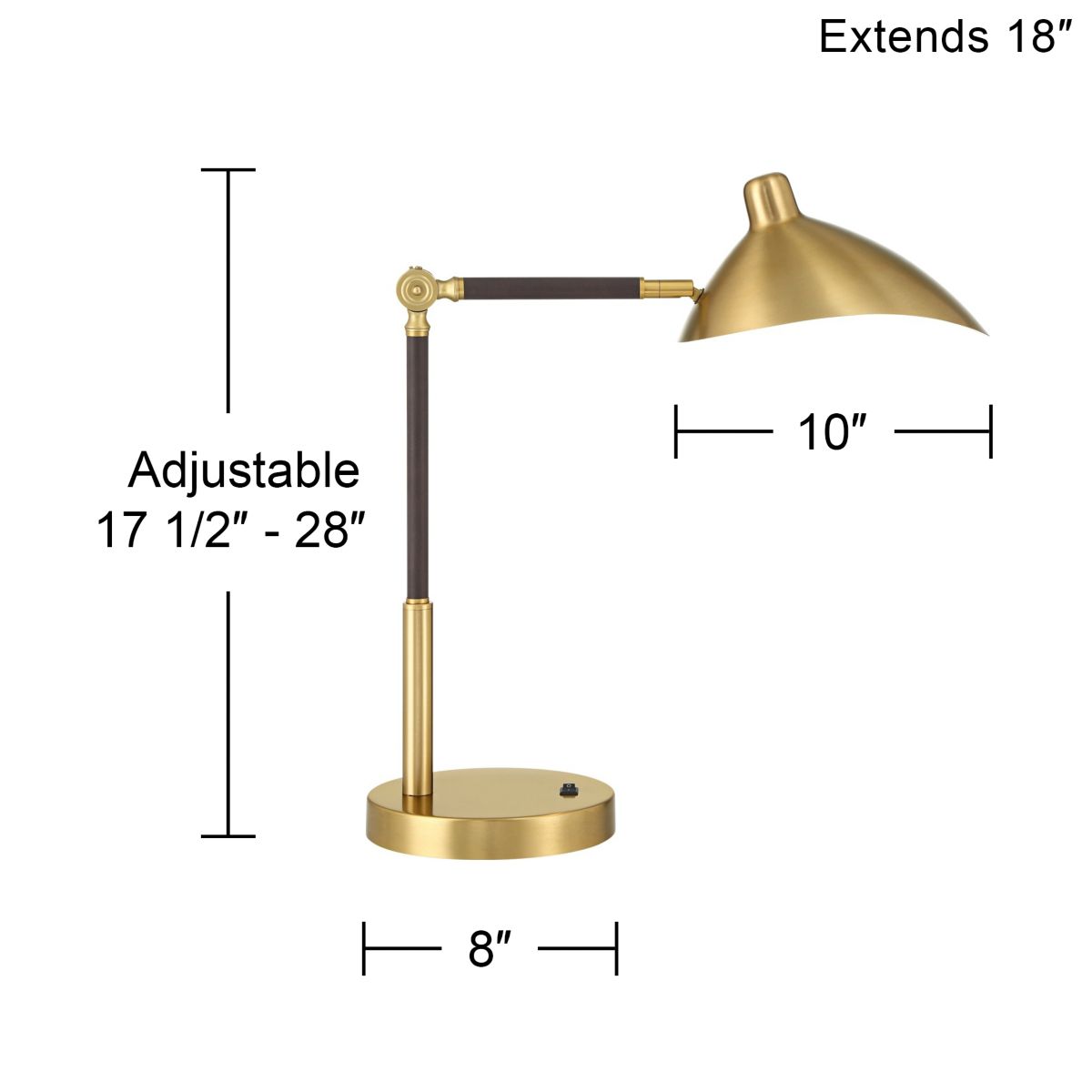 Possini Euro Colborne 28" Leather Wrap Brass Mid-Century Desk Lamp