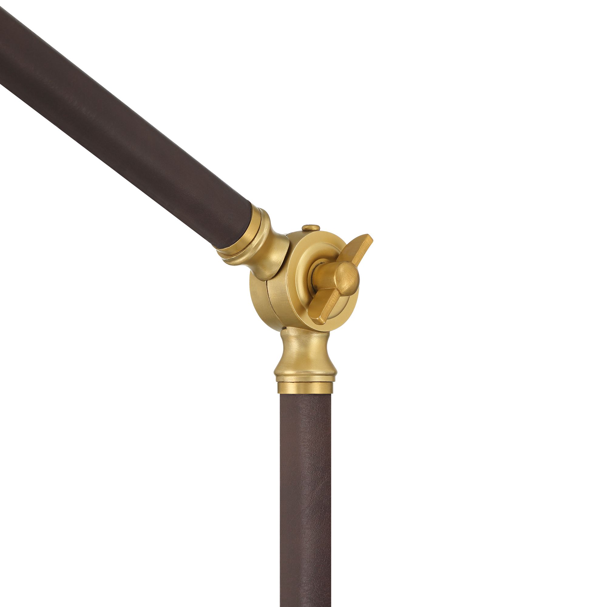 Image 7 Possini Euro Colborne 28" Leather Wrap Brass Mid-Century Desk Lamp more views