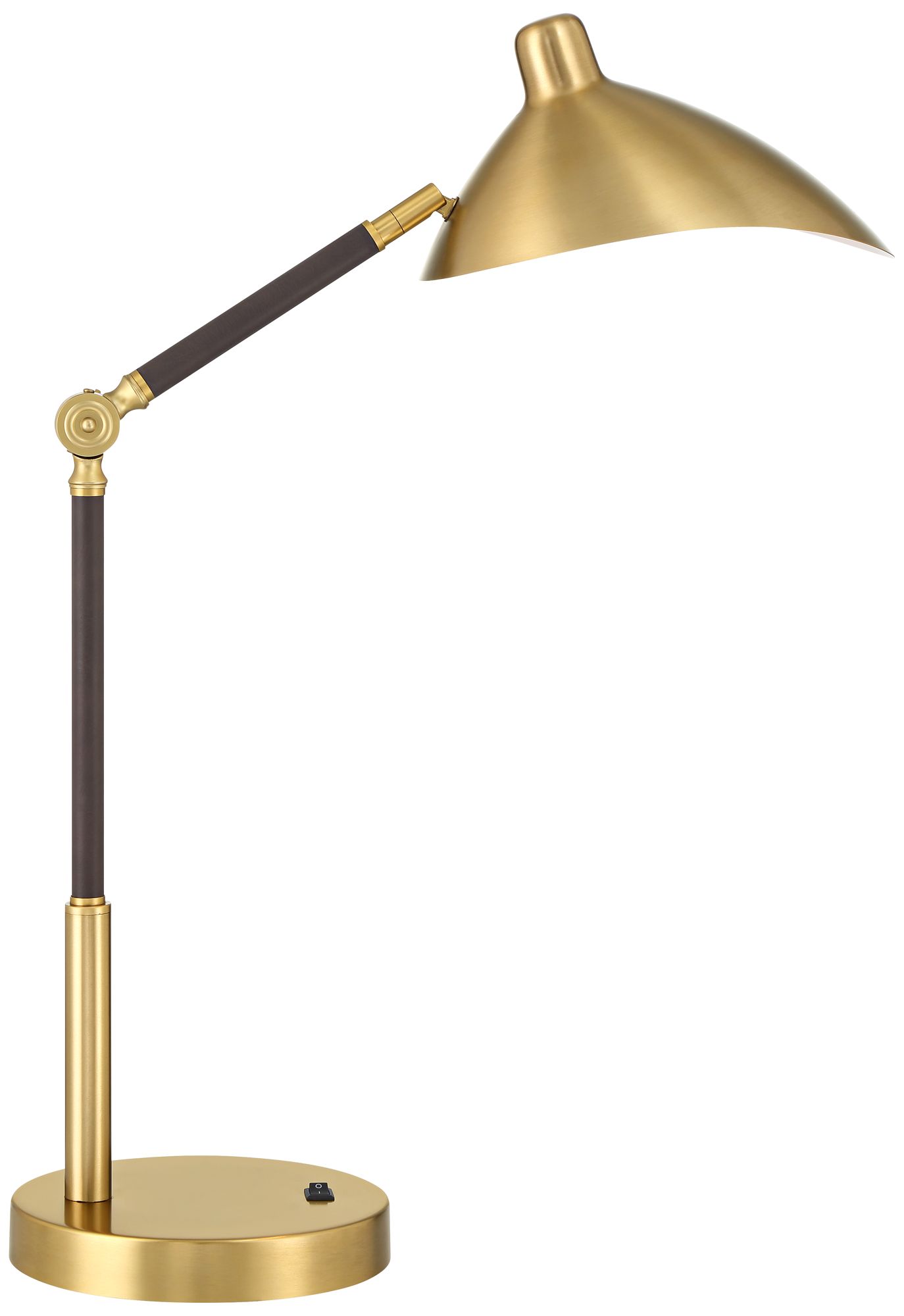 Possini Euro Colborne 28" Leather Wrap Brass Mid-Century Desk Lamp