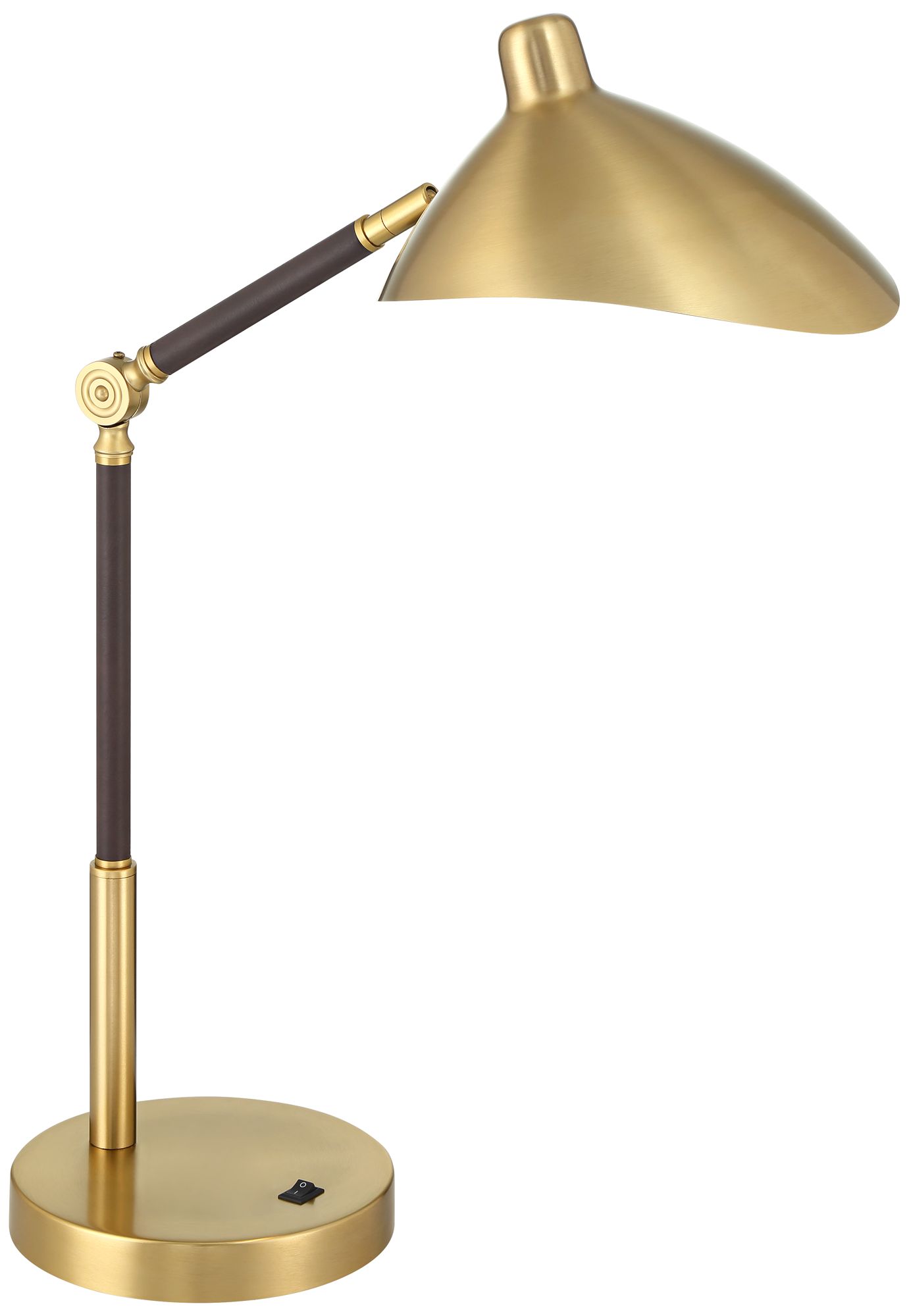 Possini Euro Colborne 28" Leather Wrap Brass Mid-Century Desk Lamp
