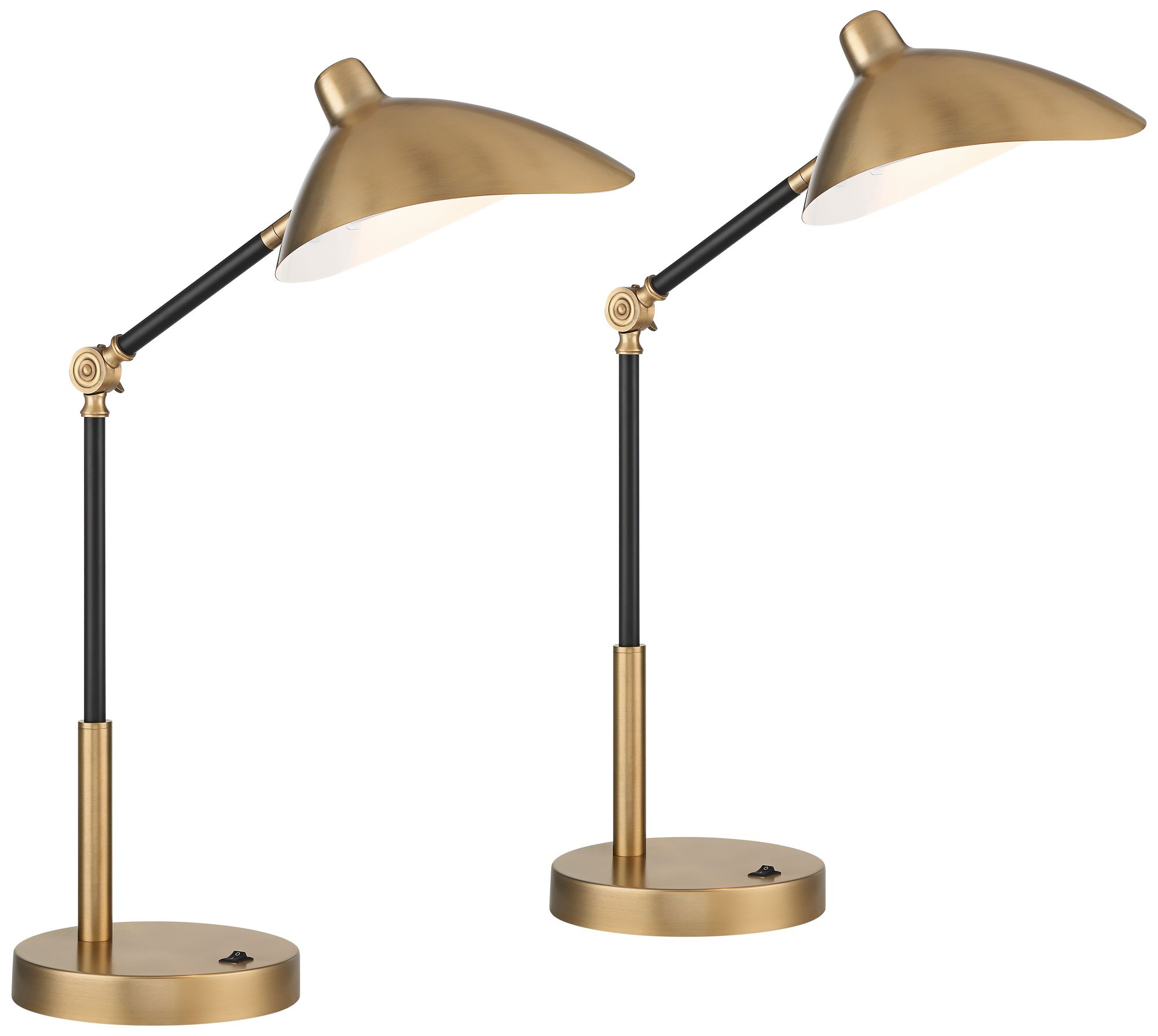 Image 2 Possini Euro Colborne Adjustable Gold Black LED USB Desk Lamps Set of 2