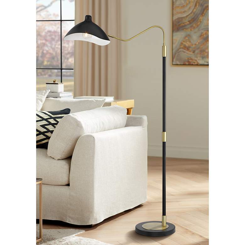 Image 1 Possini Euro Colborne Black and Gold Modern Luxe Pharmacy Floor Lamp