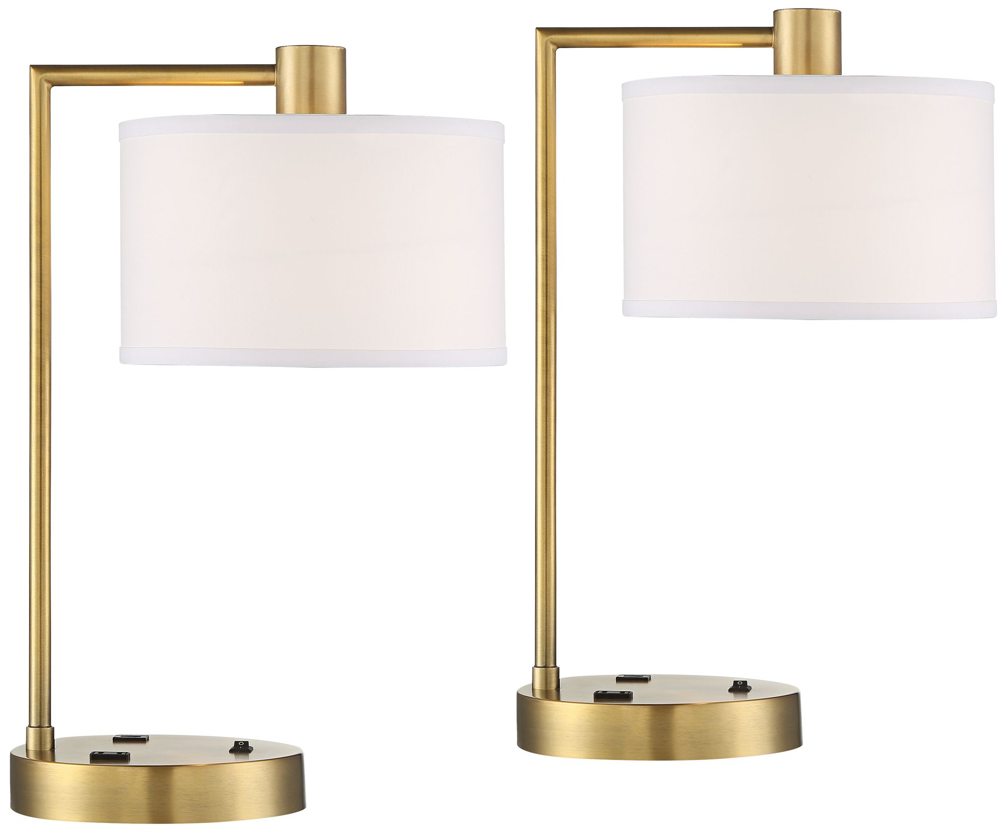Image 2 Possini Euro Colby 21" Antique Gold Outlet and USB Desk Lamps Set of 2