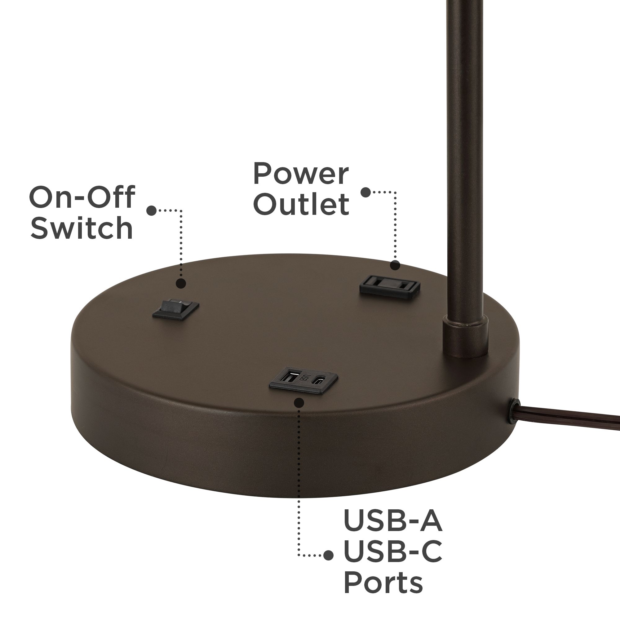 Image 5 Possini Euro Colby 21" High Bronze Desk Lamp with Outlet and USB Port more views