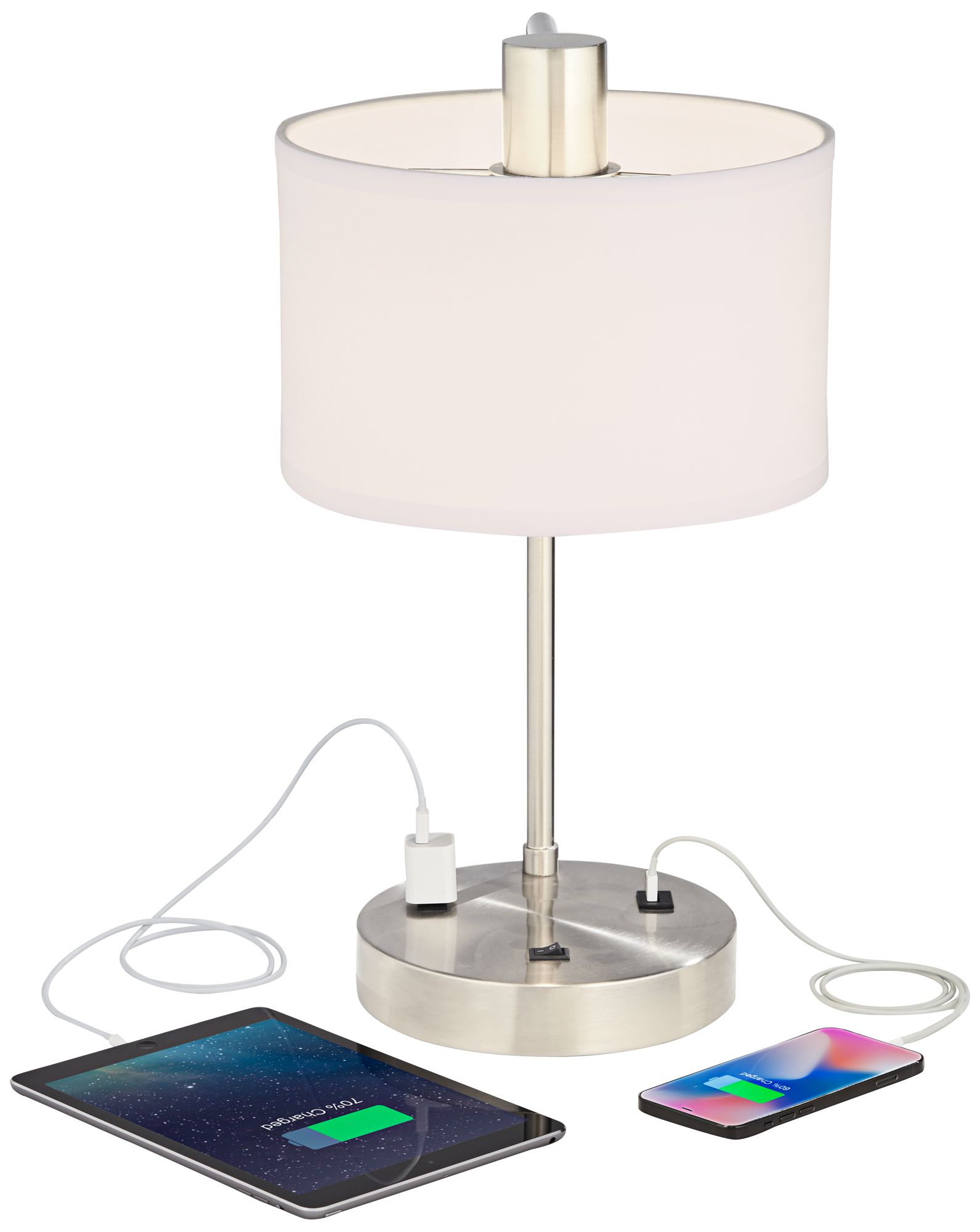 Image 4 Possini Euro Colby 21" Nickel Desk Lamp with Outlet and USB Port more views