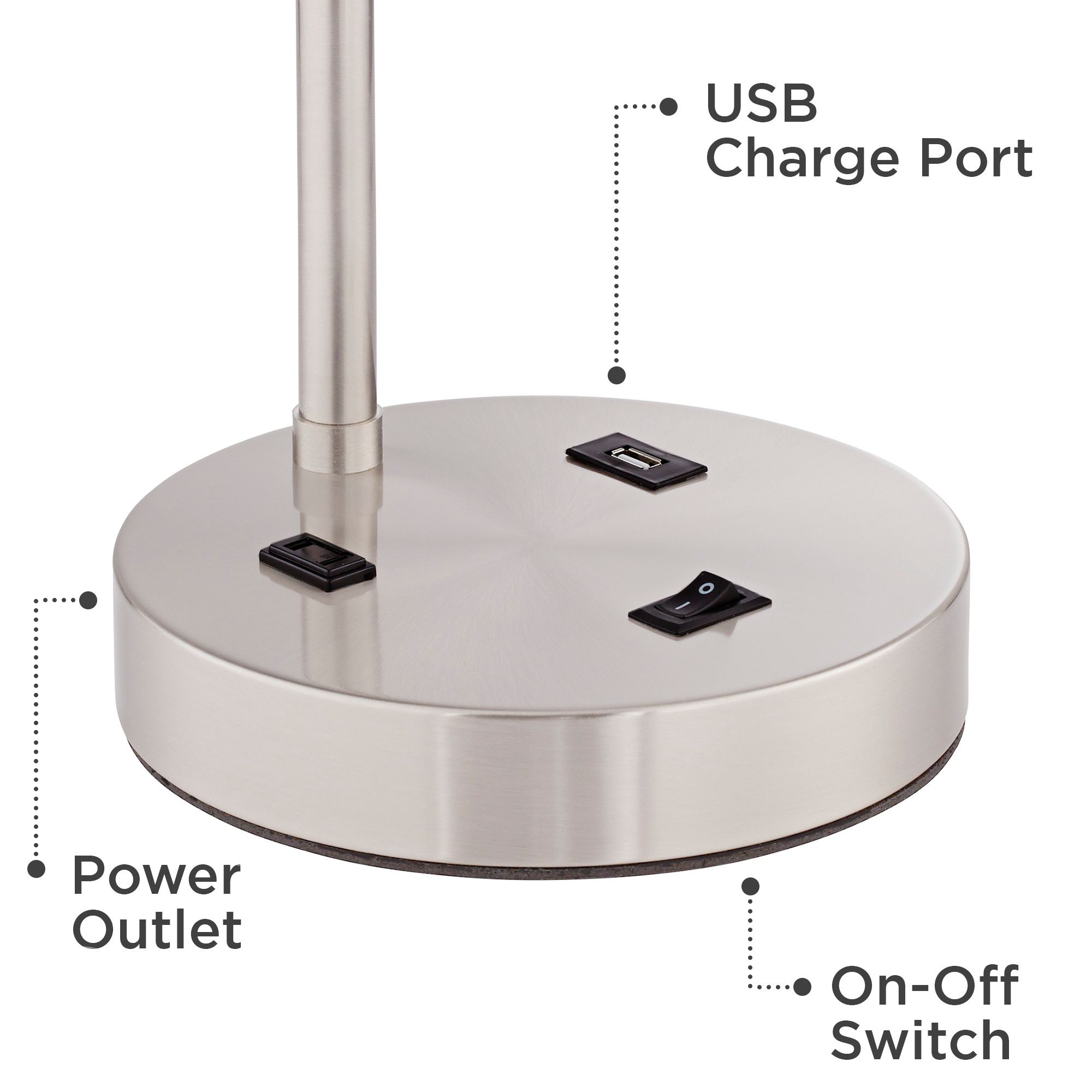 Image 6 Possini Euro Colby 21" Nickel Desk Lamp with Outlet and USB Port more views
