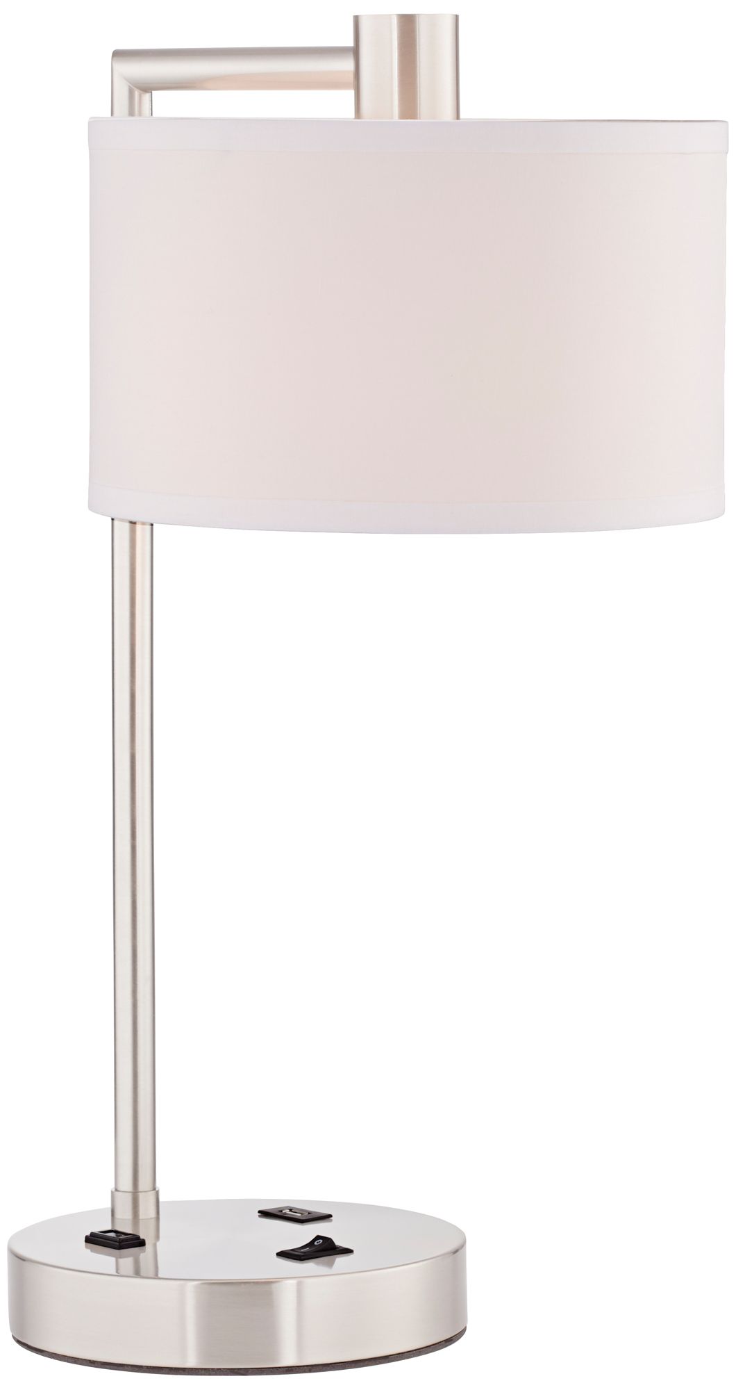 Watch A Video About the Colby Brushed Nickel Desk Lamp with Outlet and USB Port
