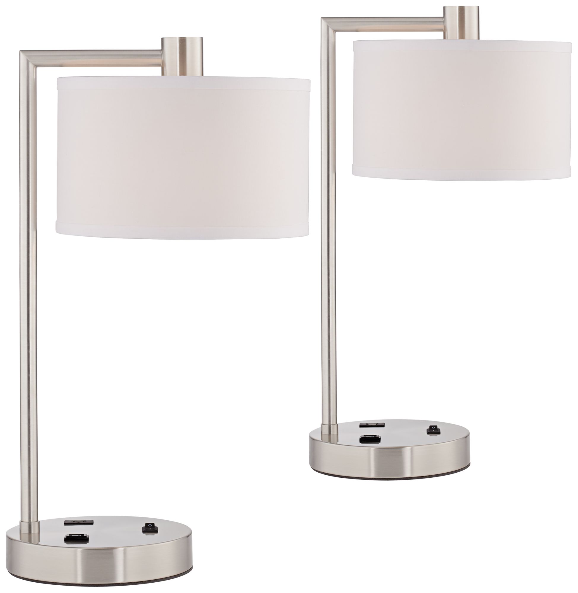Possini Euro Colby 21" Nickel USB and Outlet Desk Lamps Set of 2