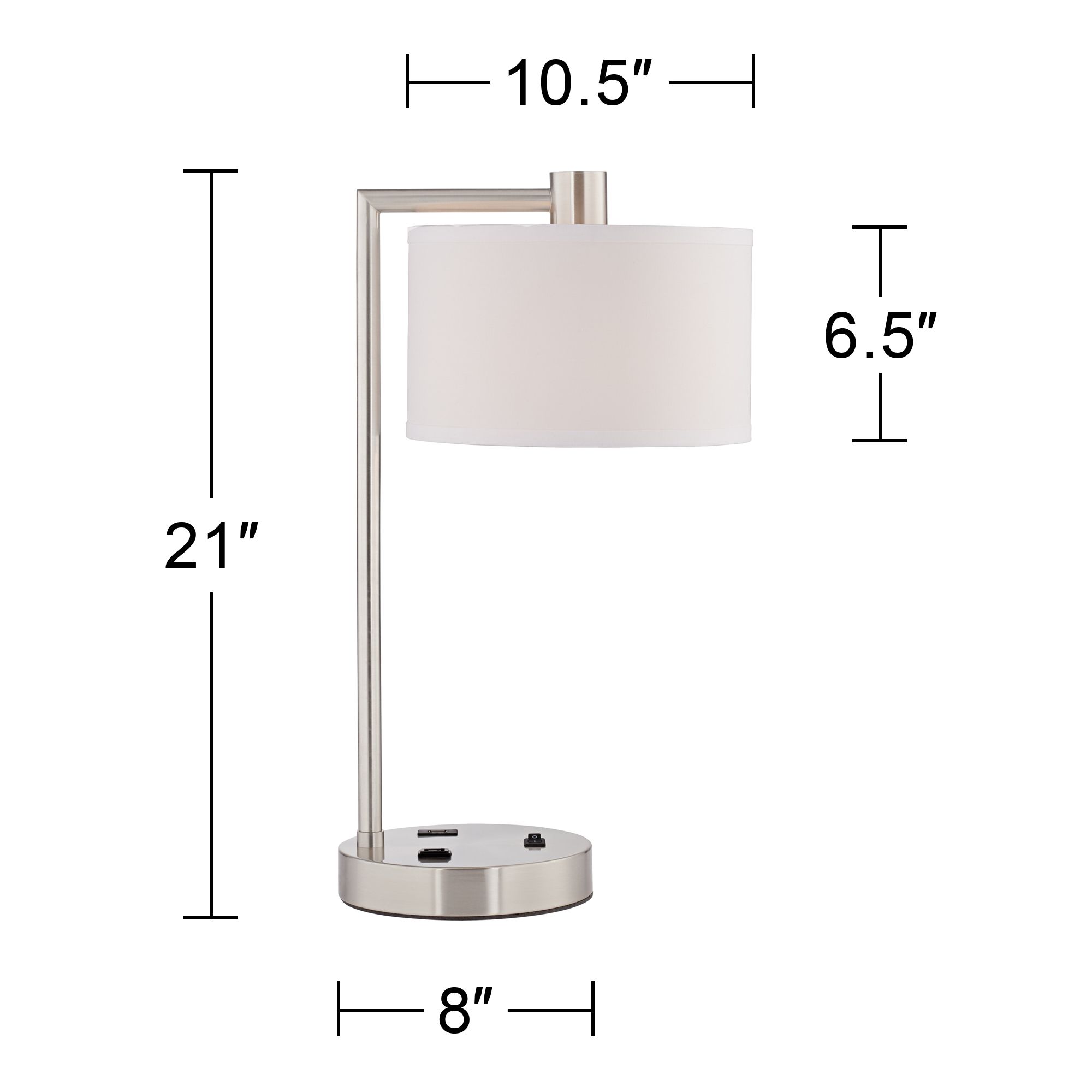 Possini Euro Colby 21" Nickel USB and Outlet Desk Lamps Set of 2
