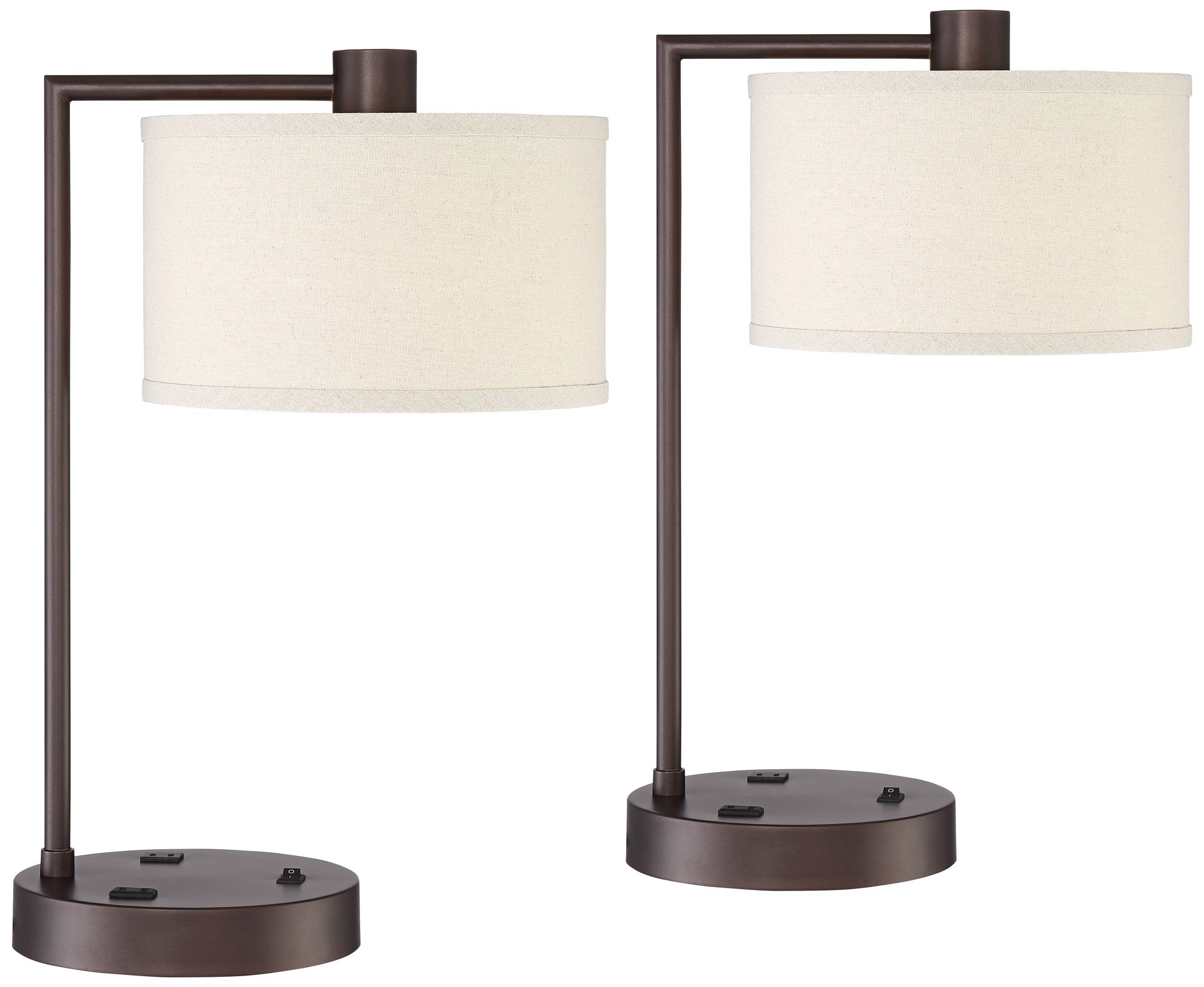 Image 2 Possini Euro Colby 21" Outlets and USB Bronze Desk Lamps Set of 2