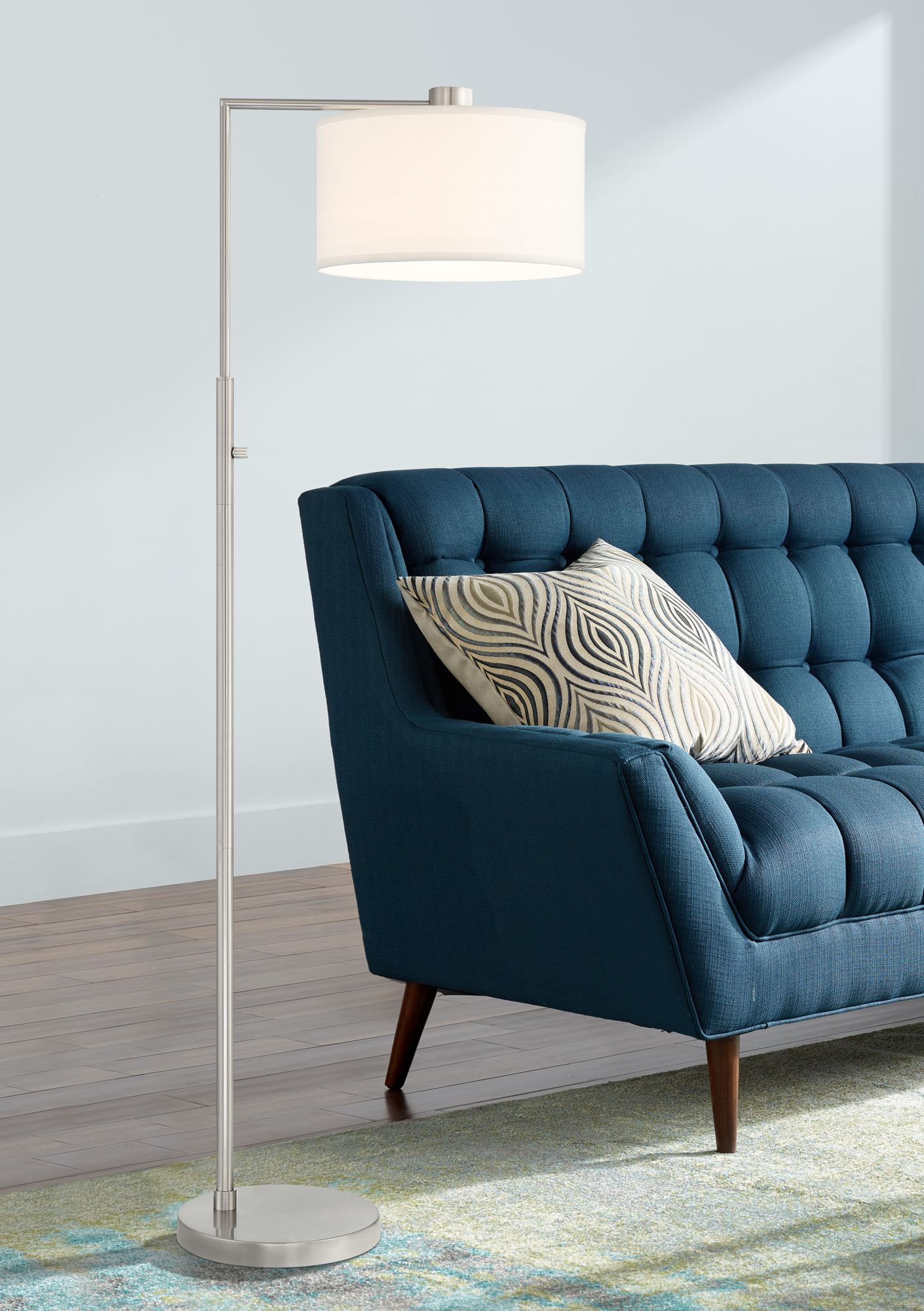 Possini Euro Colby 61" Brushed Nickel Downbridge Floor Lamps Set of 2