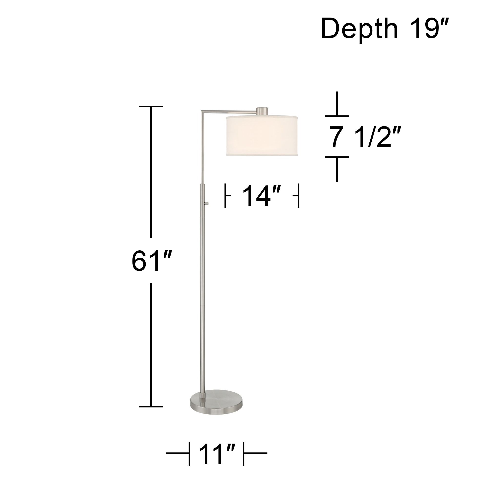 Possini Euro Colby 61" High Brushed Nickel Downbridge Floor Lamp