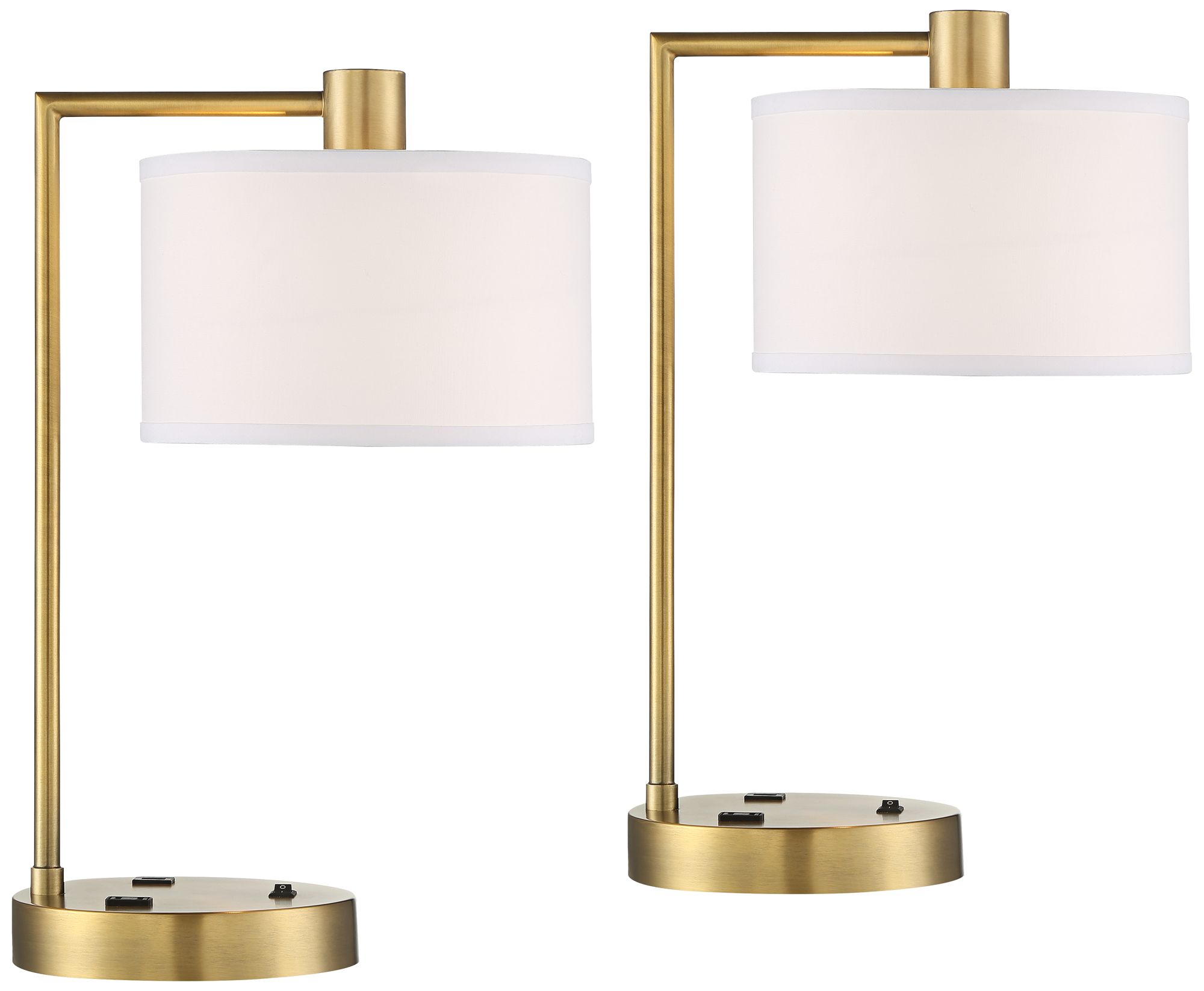 Possini Euro Colby Gold Outlet USB Lamps Set of 2 with Smart Sockets