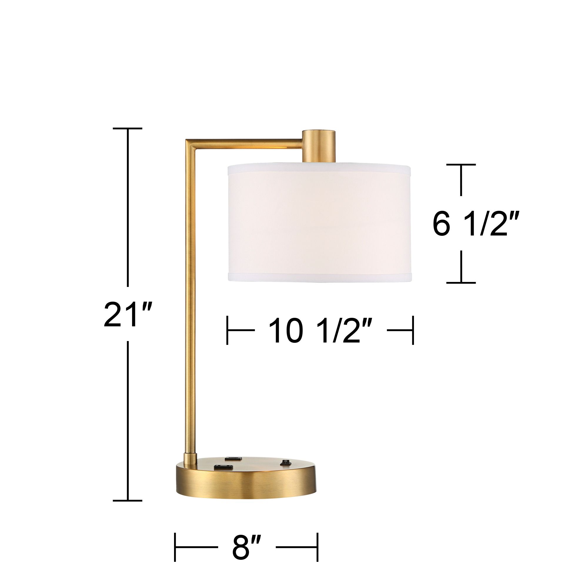 Possini Euro Colby Gold Outlet USB Lamps Set of 2 with Smart Sockets