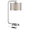 Possini Euro Colfax Brushed Nickel Desk Lamp with USB Ports and Outlet