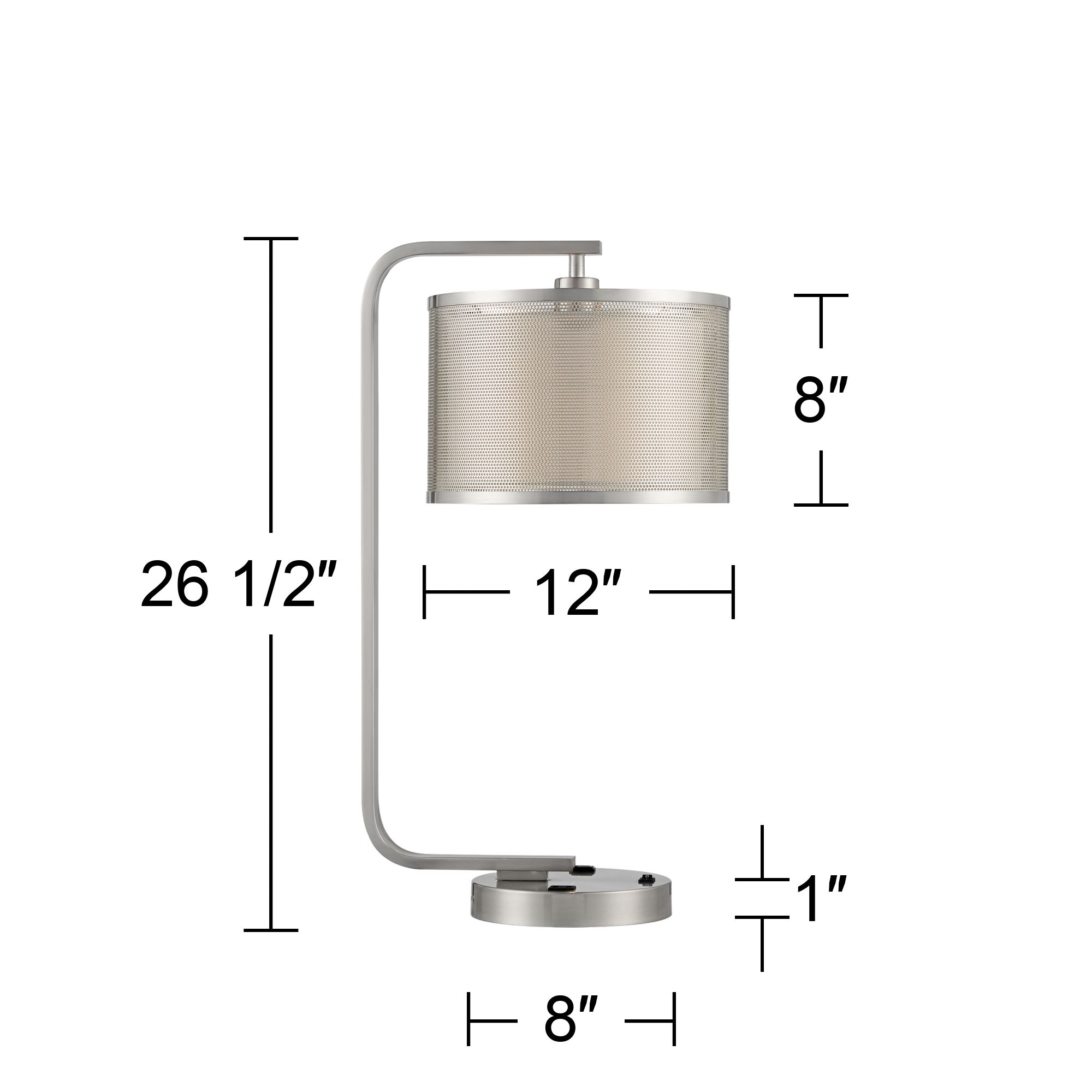 Possini Euro Colfax Brushed Nickel Desk Lamp with USB Ports and Outlet 167J0 Lamps Plus