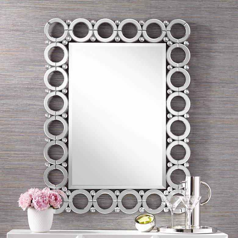 Image 1 Possini Euro Colley 33 inch x 44 inch Crystal Loop Wall Mirror