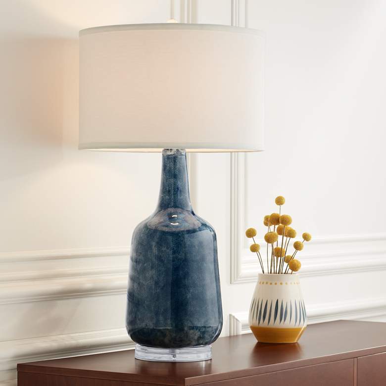 Image 1 Possini Euro Collin 26 3/4 inch Blue Modern Coastal Ceramic Table Lamp