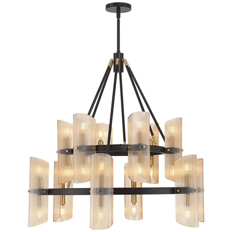 Image 6 Possini Euro Colonnade 35 1/4" Wide Black 24-Light 2-Tier Chandelier more views