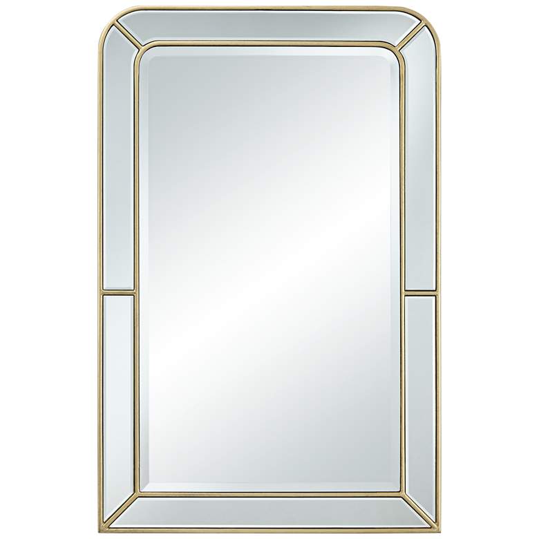 Image 2 Possini Euro Colony 26 inch x 40 inch Shiny Gold Leaf Wall Mirror