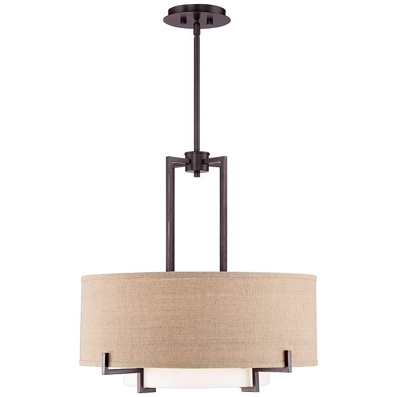 Image 3 Possini Euro Concentric 25" Wide Bronze and Burlamp Modern Pendant
