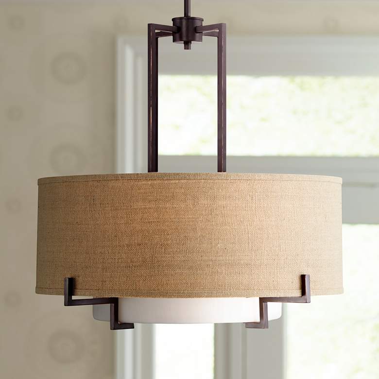Image 2 Possini Euro Concentric 25" Wide Bronze and Burlamp Modern Pendant