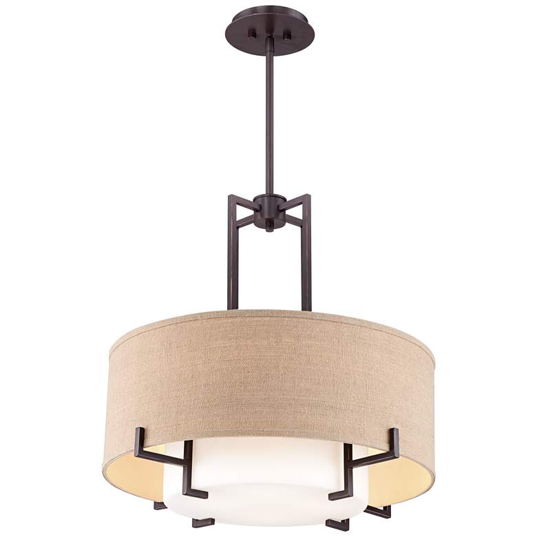 Image 6 Possini Euro Concentric 25" Wide Bronze and Burlamp Modern Pendant more views