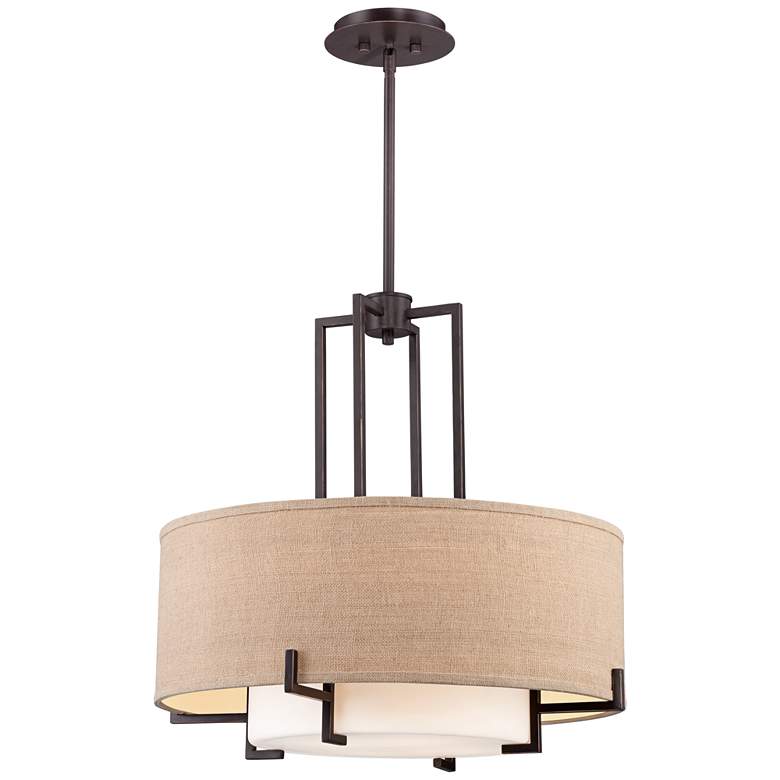 Image 7 Possini Euro Concentric 25" Wide Bronze and Burlamp Modern Pendant more views