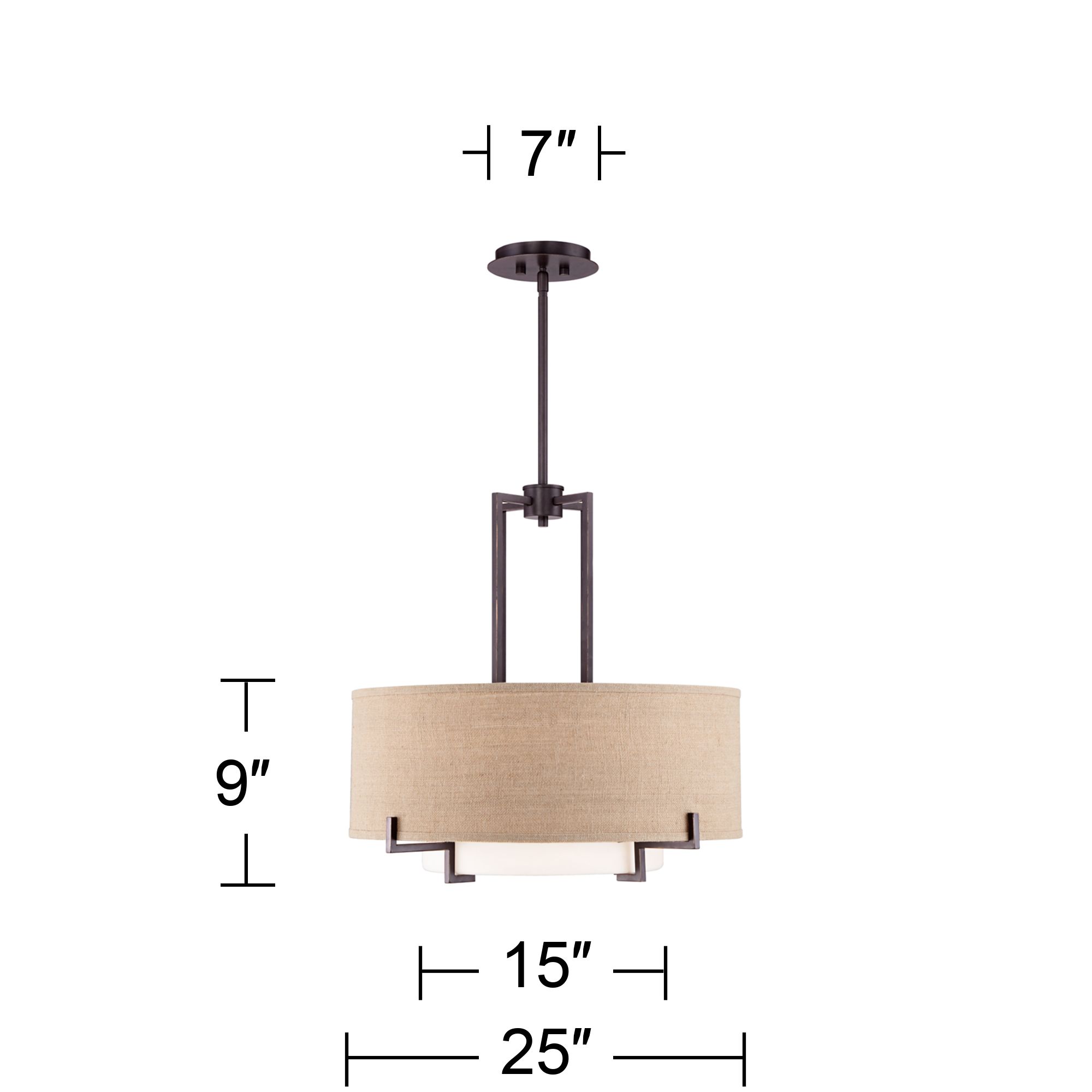 Possini Euro Concentric 25" Wide Bronze and Burlamp Modern Pendant in scene