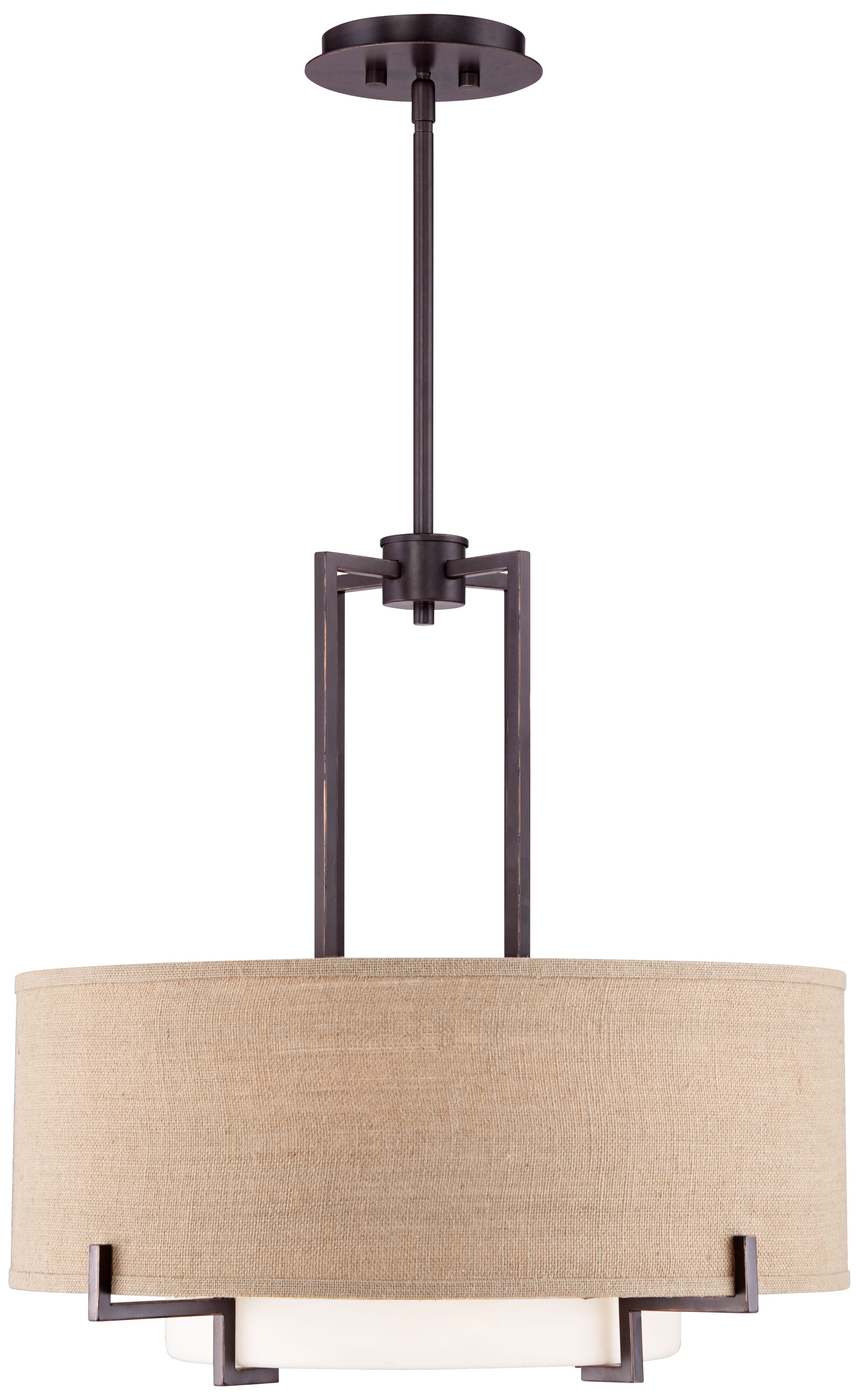 Image 3 Possini Euro Concentric 25" Wide Bronze and Burlap Modern Pendant