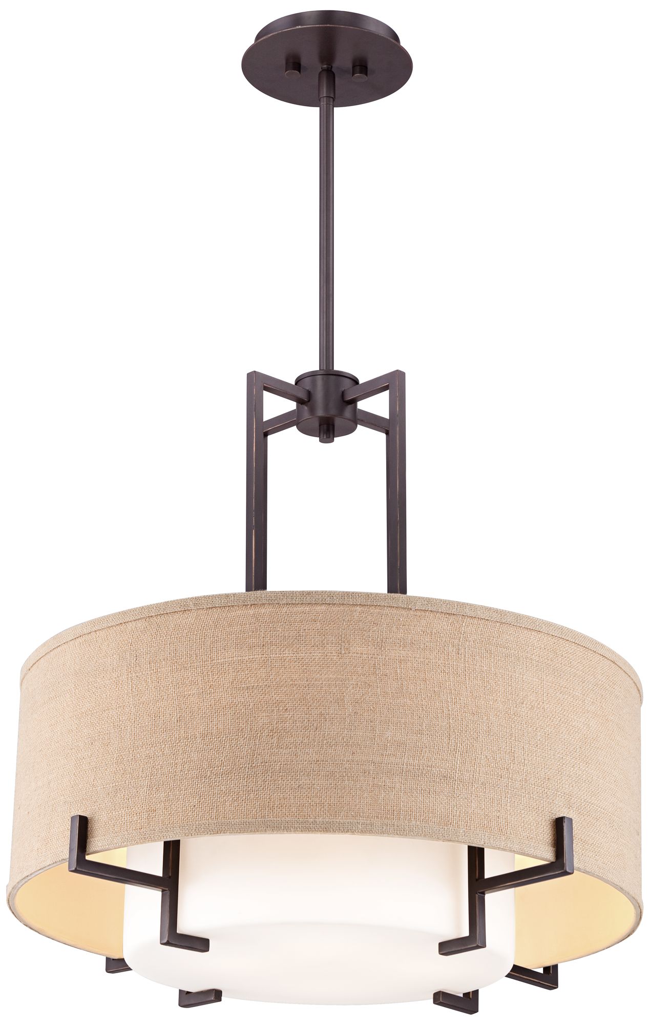 Image 6 Possini Euro Concentric 25" Wide Bronze and Burlap Modern Pendant more views