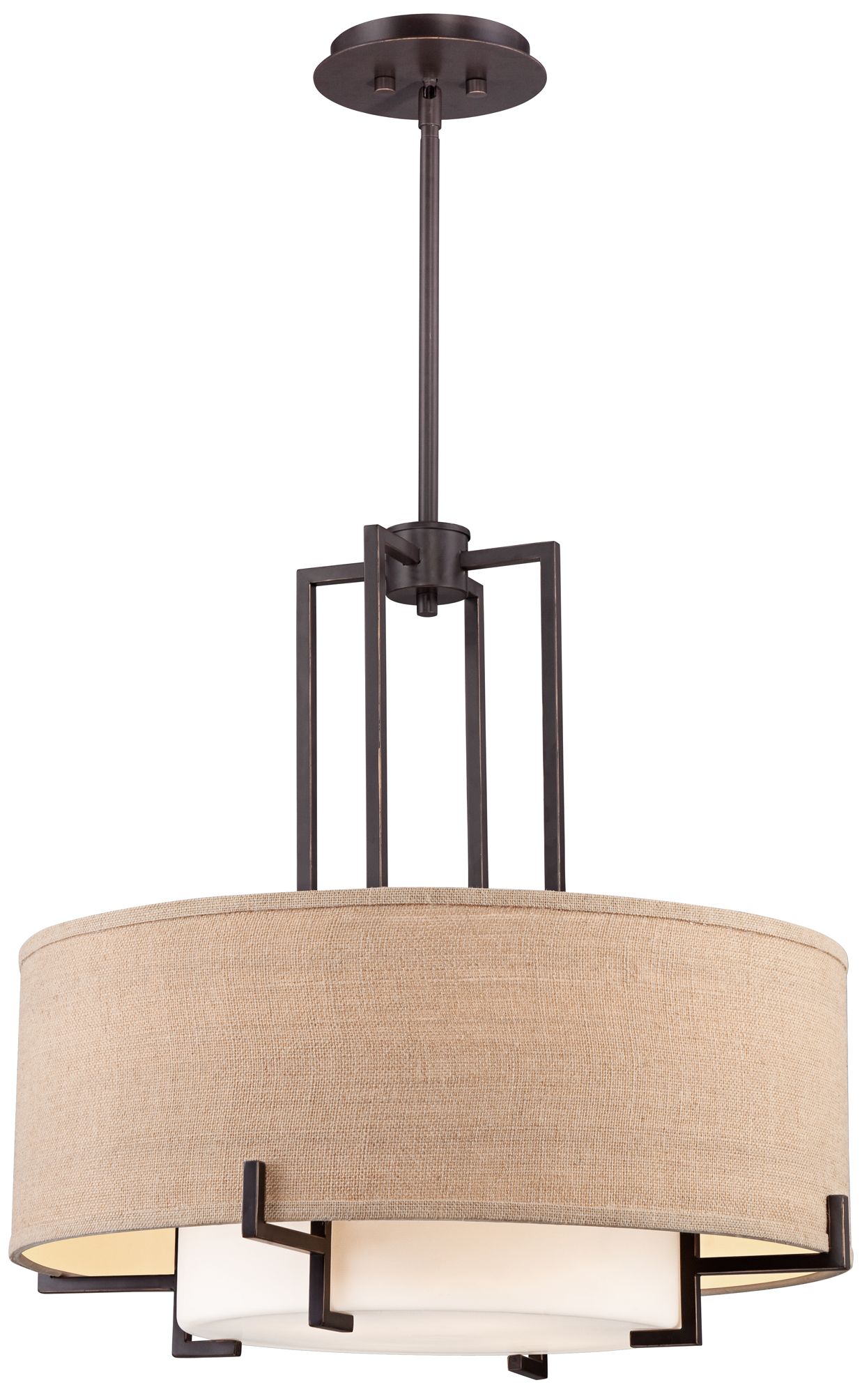 Image 7 Possini Euro Concentric 25" Wide Bronze and Burlap Modern Pendant more views