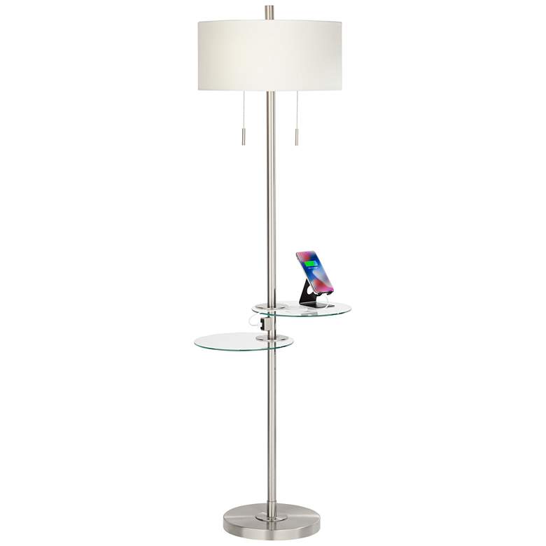 Possini Euro Concierge Double Tray Floor Lamp with USB more views