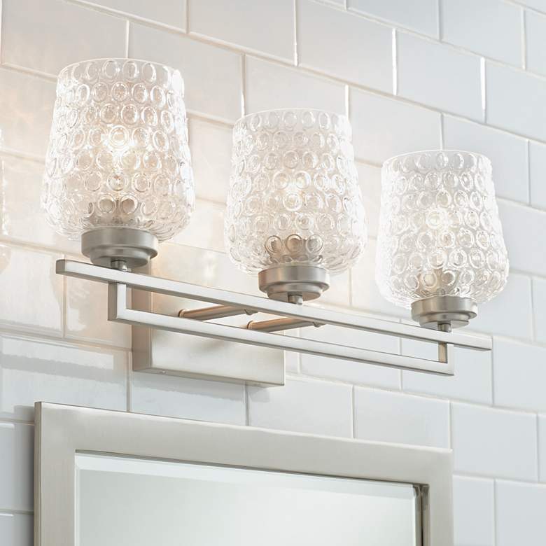Image 1 Possini Euro Conni 22"W Nickel and Glass 3-Light Bath Light