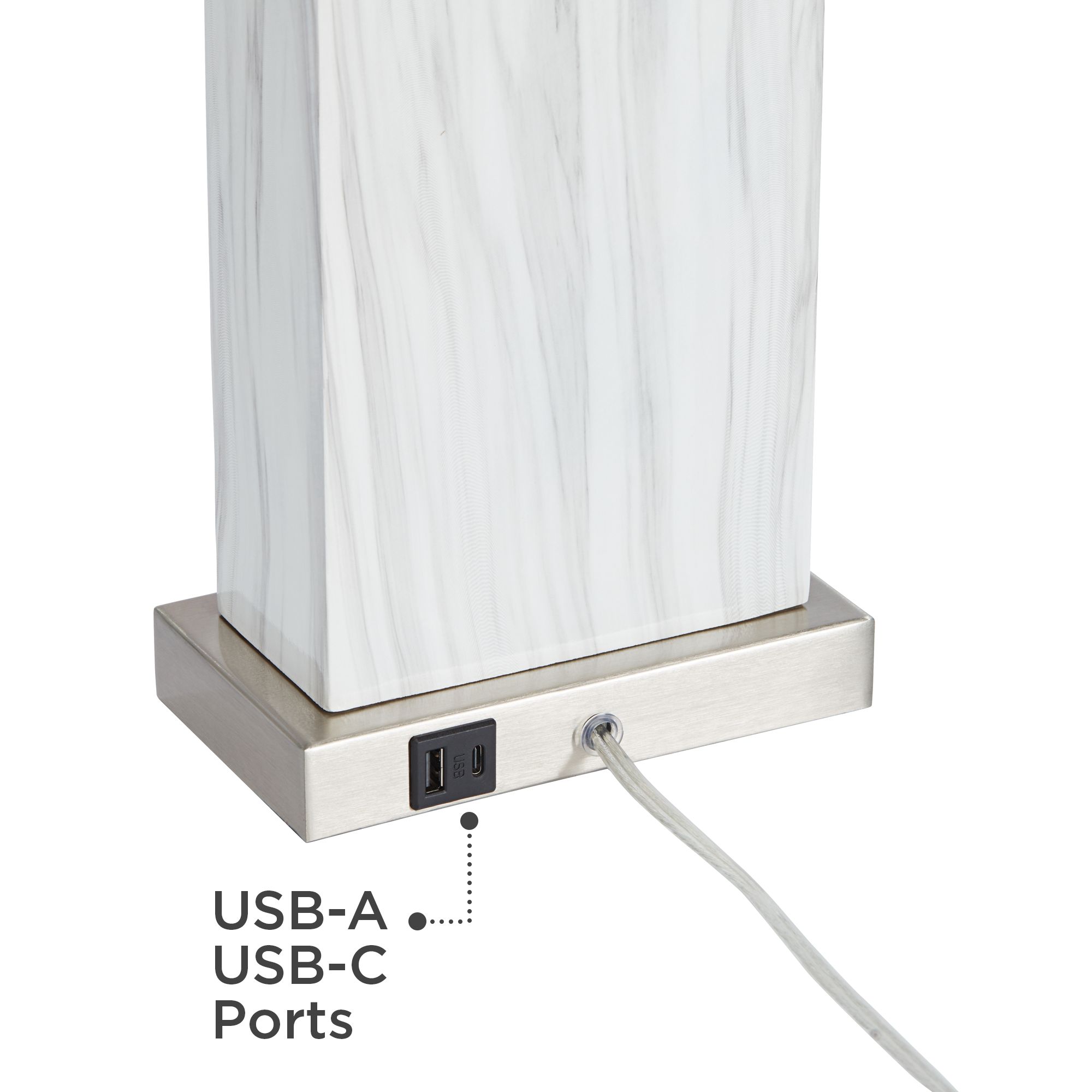 Image 6 Possini Euro Connie 25" White Faux Marble USB Table Lamps Set of 2 more views