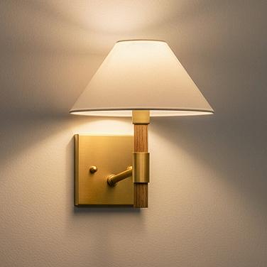 Possini Euro Conrad 11" High Brushed Champagne and Wood Wall Sconce