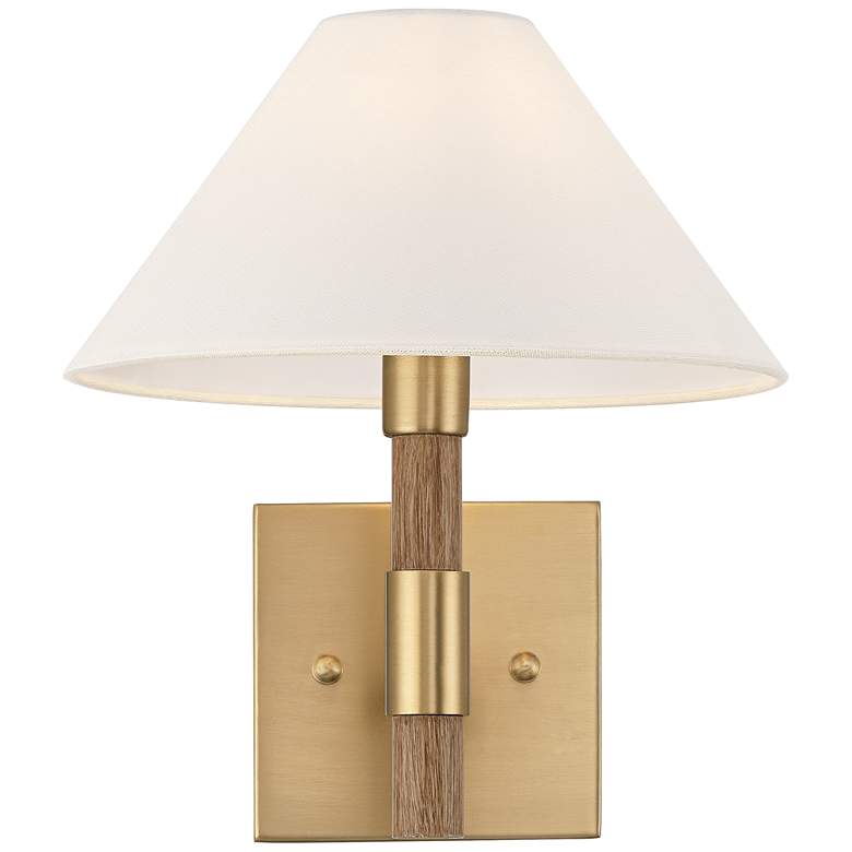 Image 4 Possini Euro Conrad 11" High Brushed Champagne and Wood Wall Sconce more views
