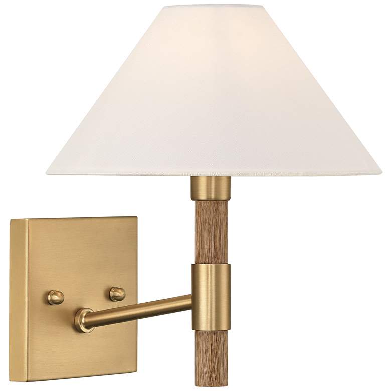 Image 5 Possini Euro Conrad 11" High Brushed Champagne and Wood Wall Sconce more views