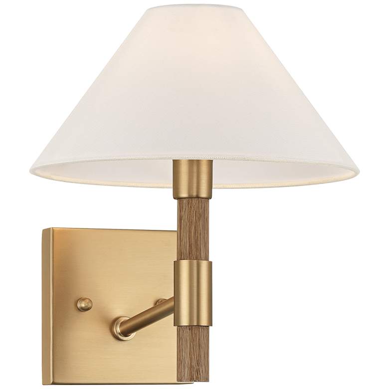 Image 6 Possini Euro Conrad 11" High Brushed Champagne and Wood Wall Sconce more views