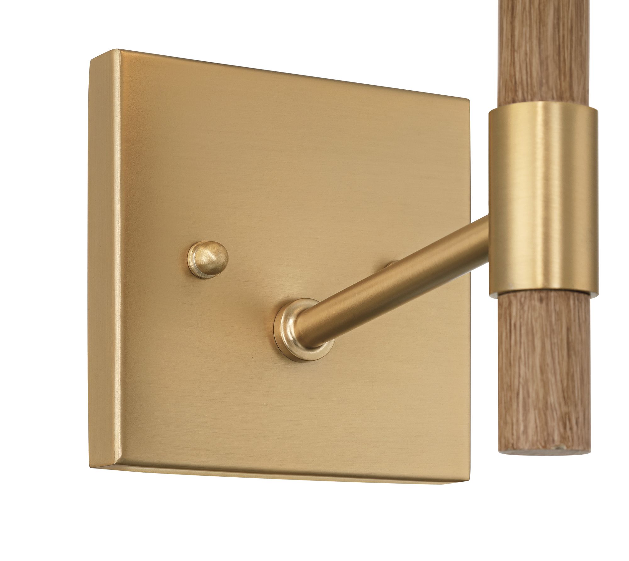 Thumbnail4 of Possini Euro Conrad 11"H Brushed Champagne and Faux Wood Wall Sconce more views