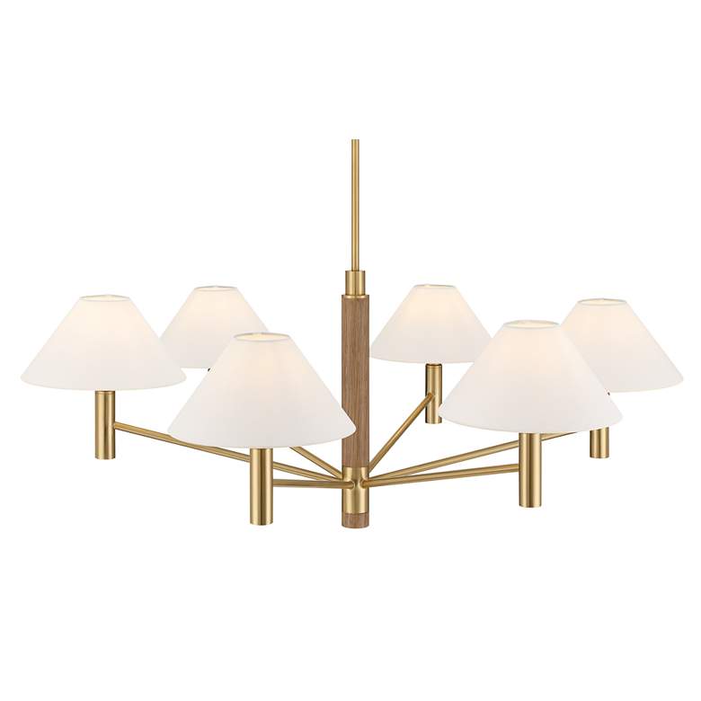 Image 5 Possini Euro Conrad 41 3/4" Wide Warm Gold and Wood 6-Light Chandelier more views
