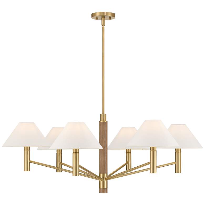 Image 7 Possini Euro Conrad 41 3/4" Wide Warm Gold and Wood 6-Light Chandelier more views