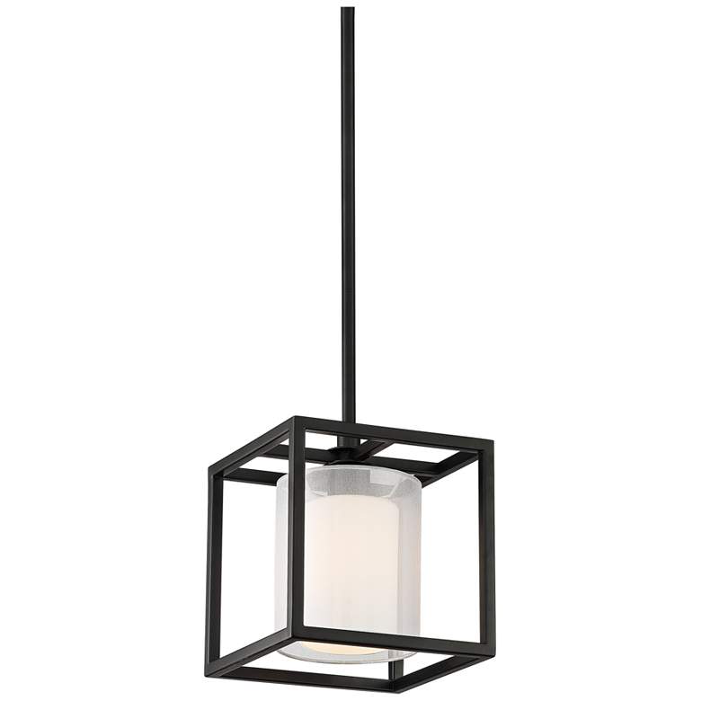 Image 2 Possini Euro Conroe 9 inch Wide Matte Black Open Cube Mini Pendant Light