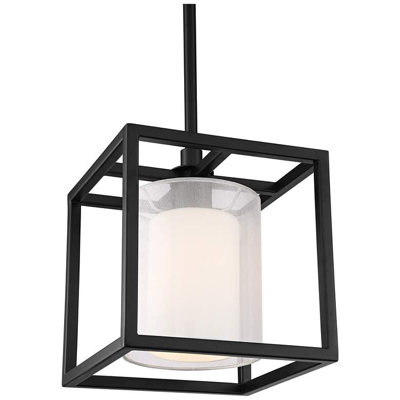 Image 3 Possini Euro Conroe 9 inch Wide Matte Black Open Cube Mini Pendant Light more views