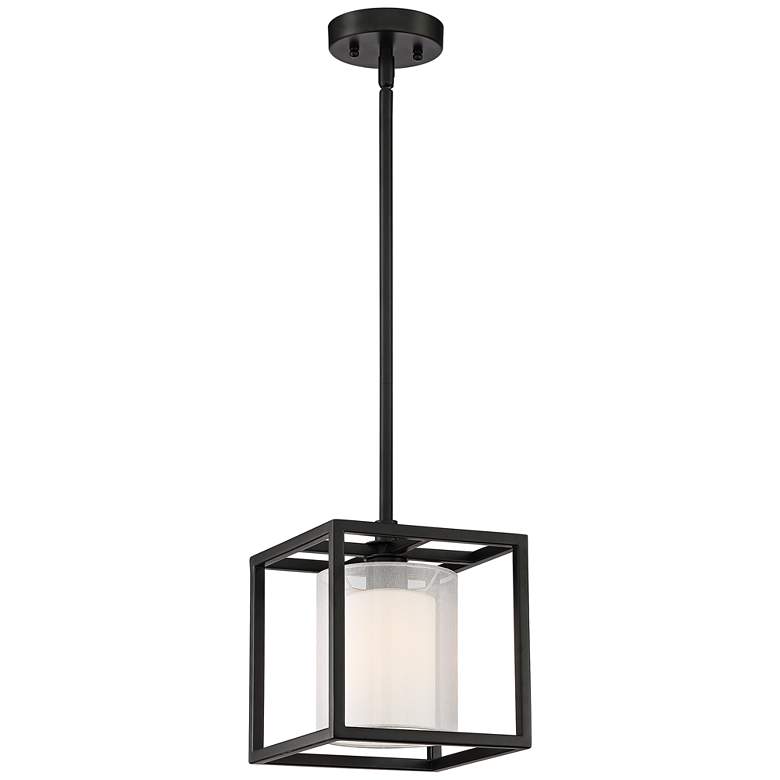 Image 5 Possini Euro Conroe 9 inch Wide Matte Black Open Cube Mini Pendant Light more views