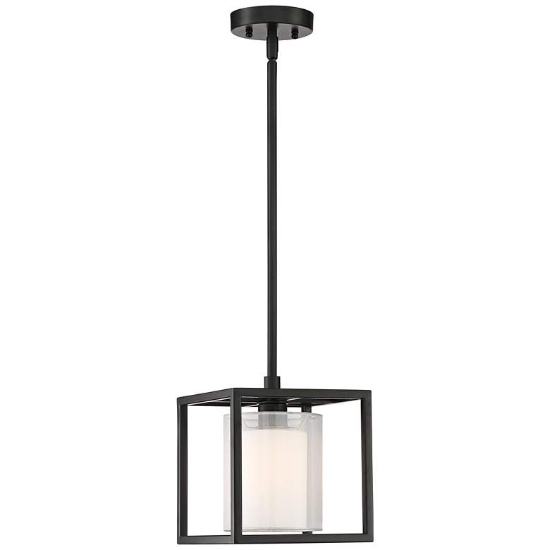 Image 6 Possini Euro Conroe 9 inch Wide Matte Black Open Cube Mini Pendant Light more views