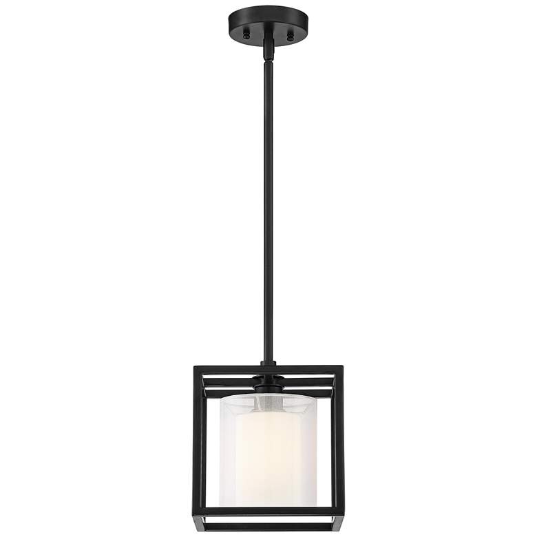 Image 7 Possini Euro Conroe 9 inch Wide Matte Black Open Cube Mini Pendant Light more views