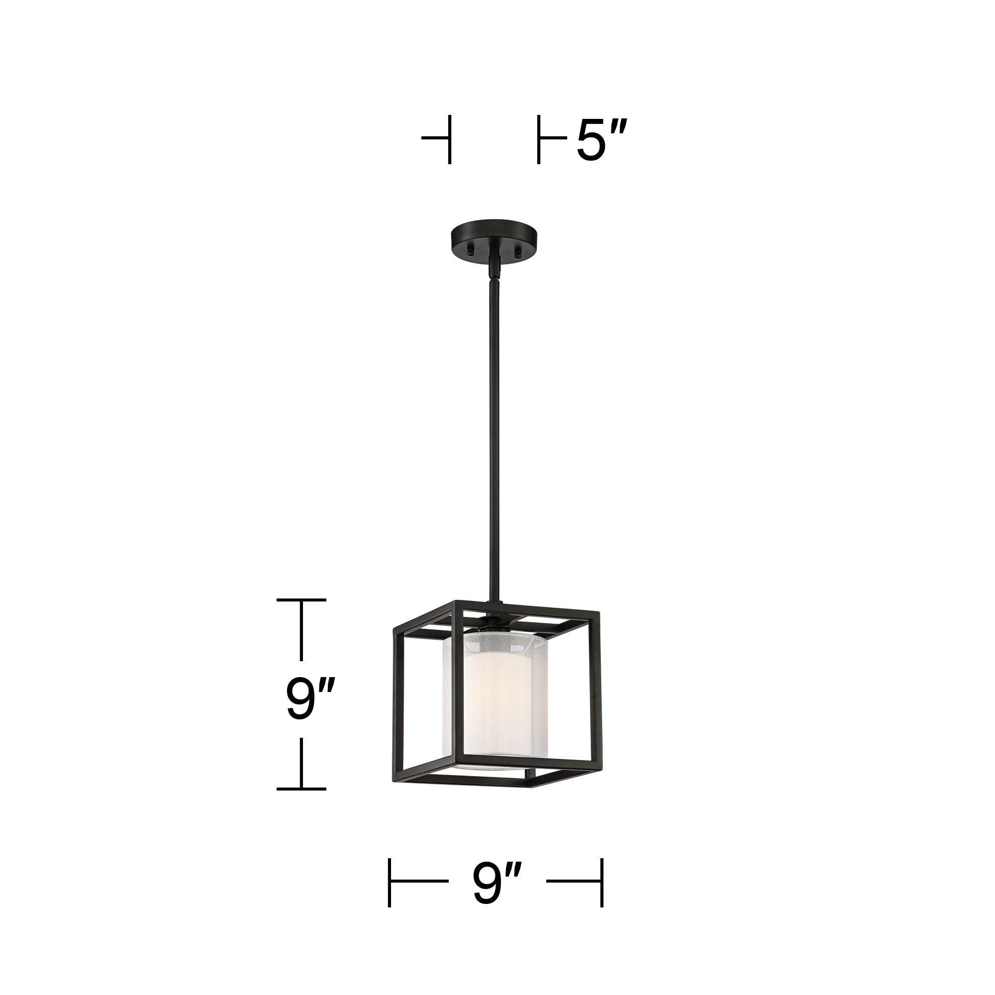 Possini Euro Conroe 9" Wide Matte Black Open Cube Mini Pendant Light