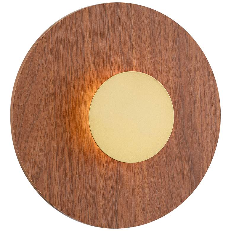Image 3 Possini Euro Constellation 9 1/4" High Wood and Gold LED Wall Sconce