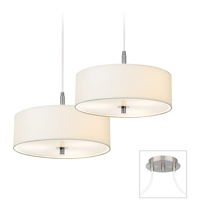 Image 1 Possini Euro Contemporary White Drum Double 2-Light Pendant